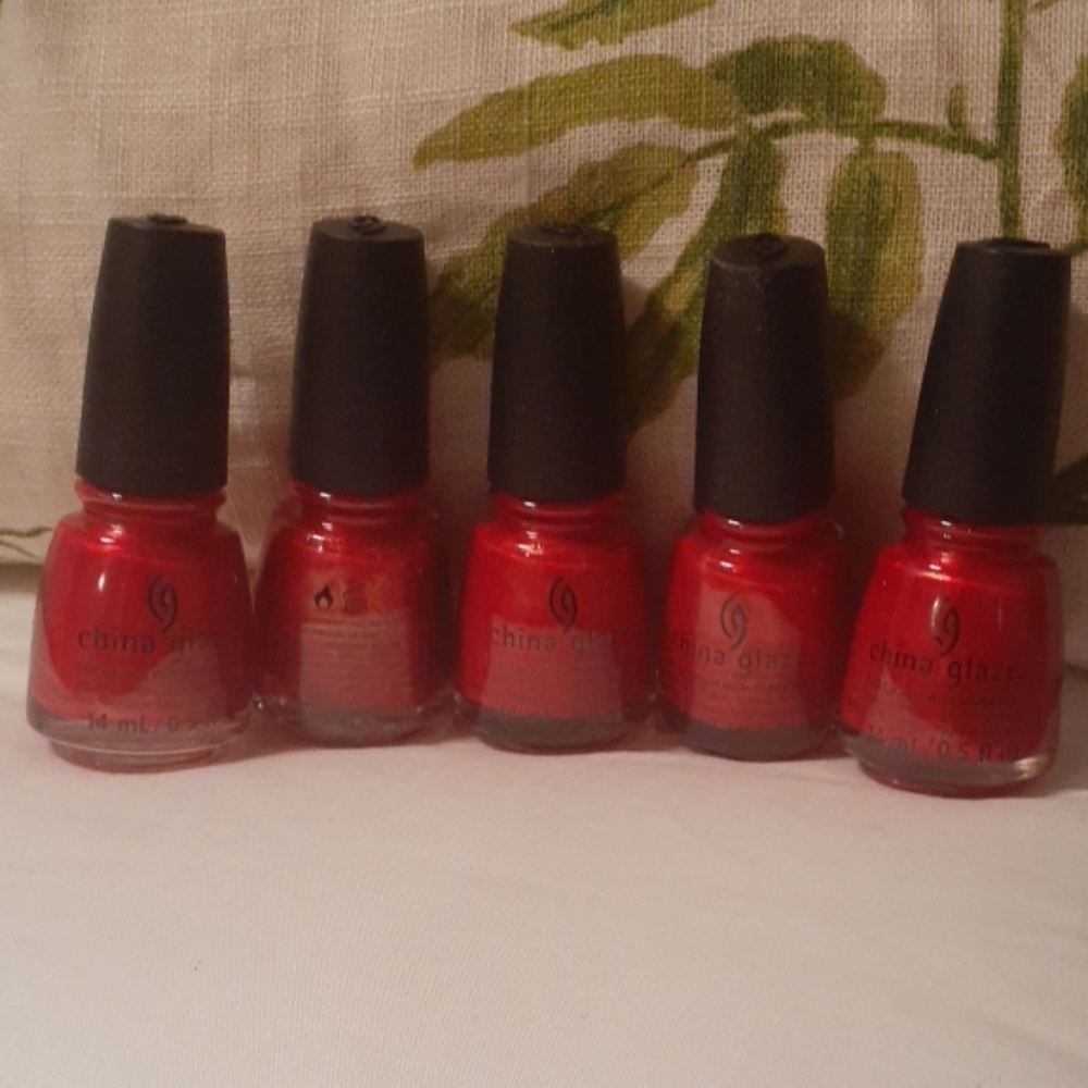 5 bottles China glaze Go Crazy Red #003